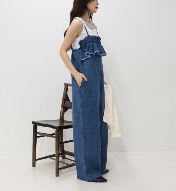 fredy emue「フリルデニムサロペット」|オールインワン|