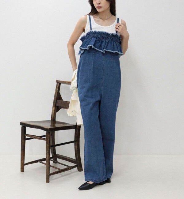 fredy emue「フリルデニムサロペット」|オールインワン|
