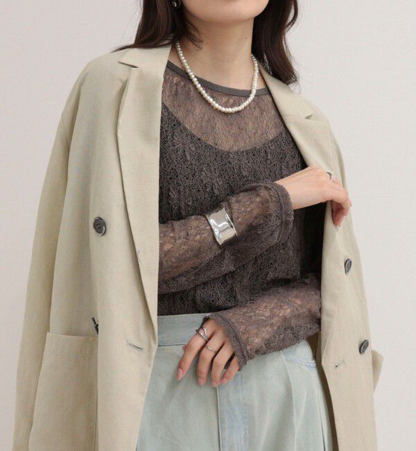 fredy emue「シアーレースロンTシャツ」|Tシャツ・カットソー|チャコールグレー