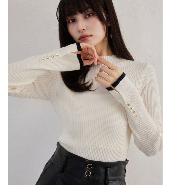 VIS「スリーブ釦アクセントリブニット/静電気防止」|ニット・セーター|キナリ(16)