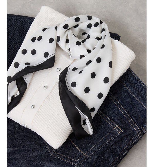 VIS「ドット柄スカーフ 70&times;70cm」|バンダナ・スカーフ|ホワイト系(11)