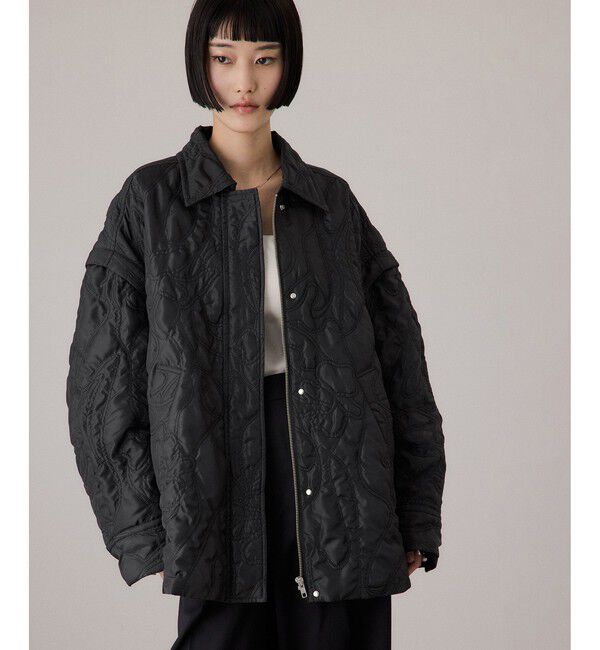 ADAM ET ROPE'「2WAYキルティングシャツジャケット」|ブルゾン・スタジャン|ブラック(01)