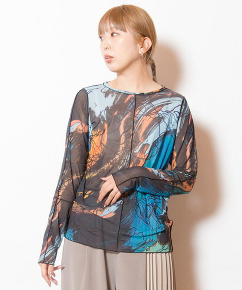  「メロー切替長袖Tシャツ」|Tシャツ・カットソー|BLUE