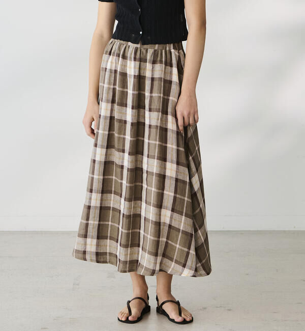 ONEIL OF DUBLIN「O'NEIL OF DUBLIN | リネン フレアロングスカート WOMEN」|スカート|BROWN系1