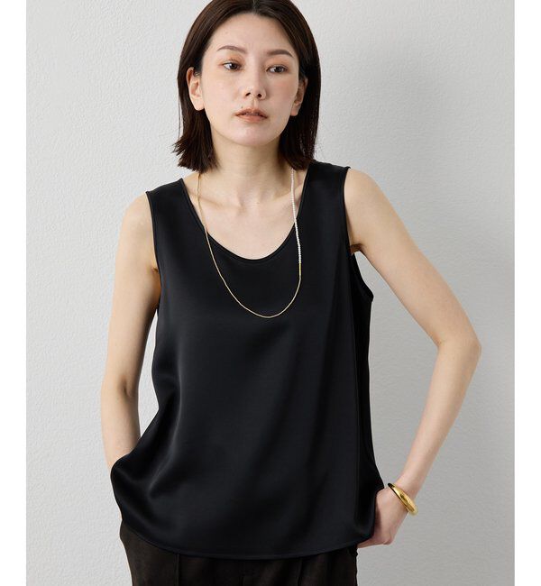 Drawing Numbers「【Drawing Numbers】ダブルサテンタンクブラウス」|シャツ・ブラウス|ブラック