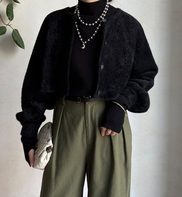  「【セットアイテム/WEB限定】フェザーヤーンカーディガン＋ニット」|ニット・セーター|ブラック