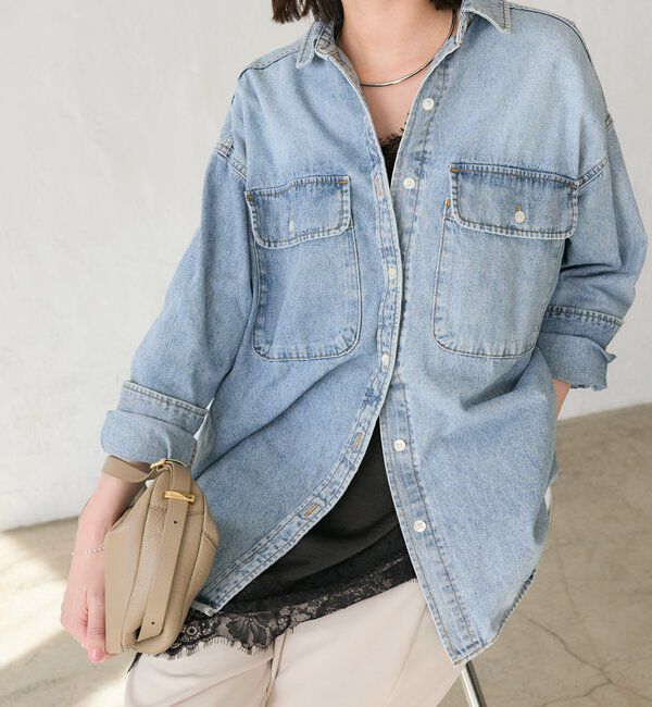  「【ベストセラー】【MONN.:.(モン)】ビッグデニムシャツ」|シャツ・ブラウス|ブルー