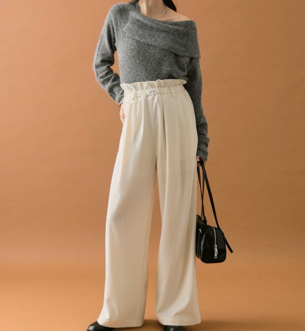  「【オールシーズン対応/WEB限定アイボリー】フリルイージーパンツ」|チノ|