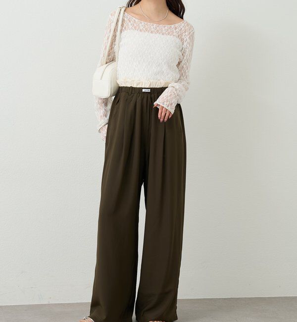  「【オールシーズン対応/WEB限定アイボリー】フリルイージーパンツ」|チノ|