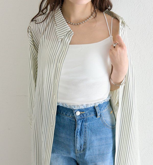  「パット付きバックシャンボーダーキャミソール」|キャミソール|