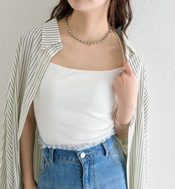  「パット付きバックシャンボーダーキャミソール」|キャミソール|