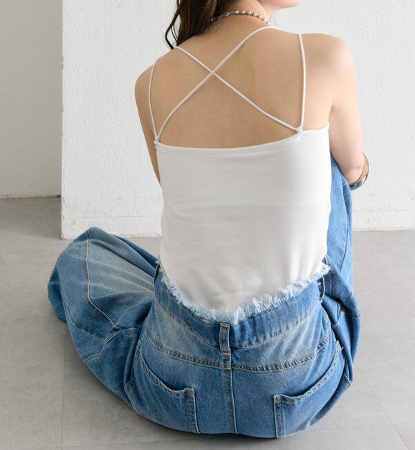  「パット付きバックシャンボーダーキャミソール」|キャミソール|