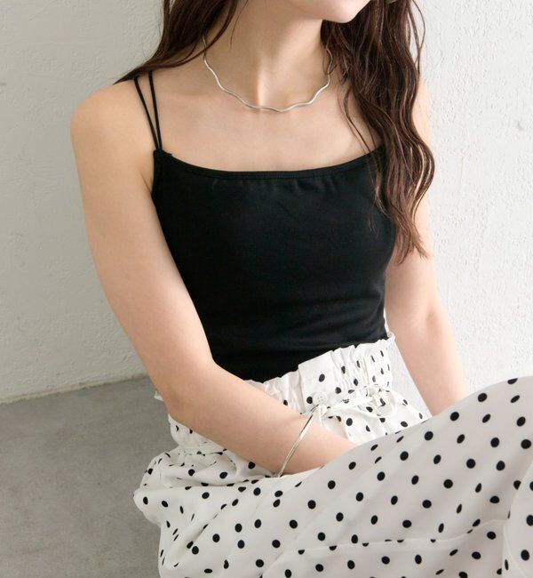  「パット付きバックシャンボーダーキャミソール」|キャミソール|ブラック