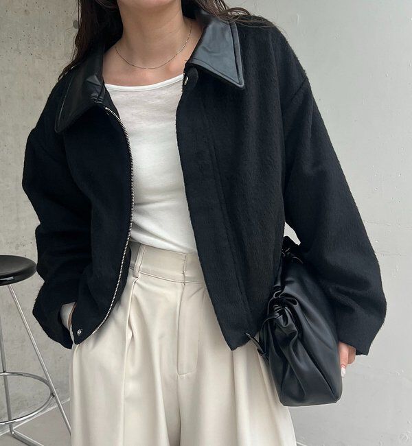  「【2WAYで着用可能】スタンドウールショートコート」|その他|