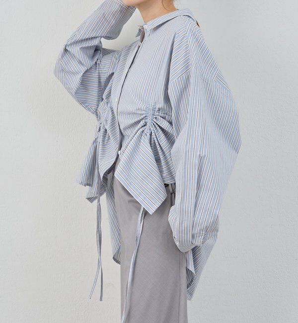  「ストライプギャザーブラウス」|シャツ・ブラウス|