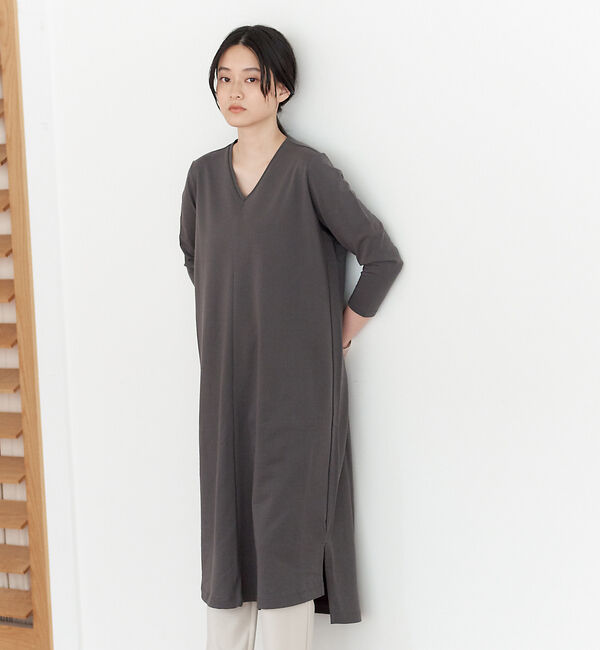collex「Vネックワンピース」|ワンピース|チャコールグレー
