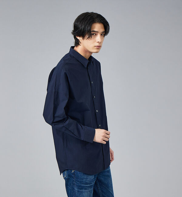 ABAHOUSE「タイプライター ワッシャー オーバーサイズ シャツ」|シャツ・ブラウス|ダークネイビー