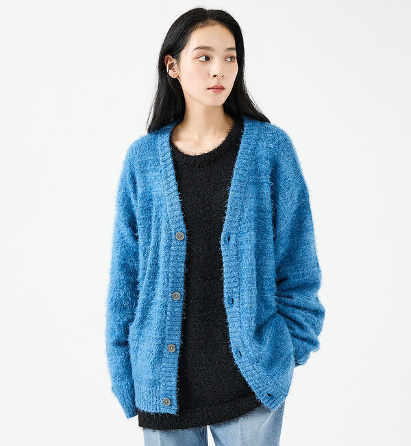 ABAHOUSE「【Revo.レボ】 モヘアライク ニット カーディガン/ルーズフィット /ユニセ」|カーディガン|
