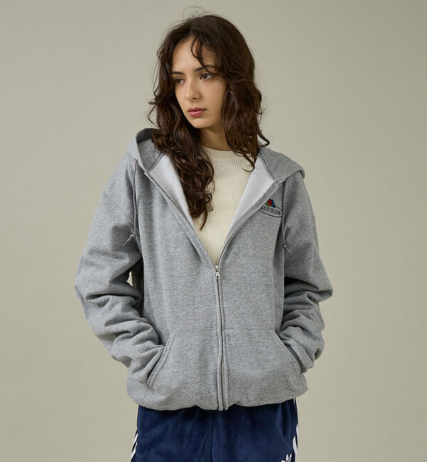 ABAHOUSE「【FRUIT OF THE LOOM】PRINTZIP HOODIE1/ワンポイ」|パーカー|グレー