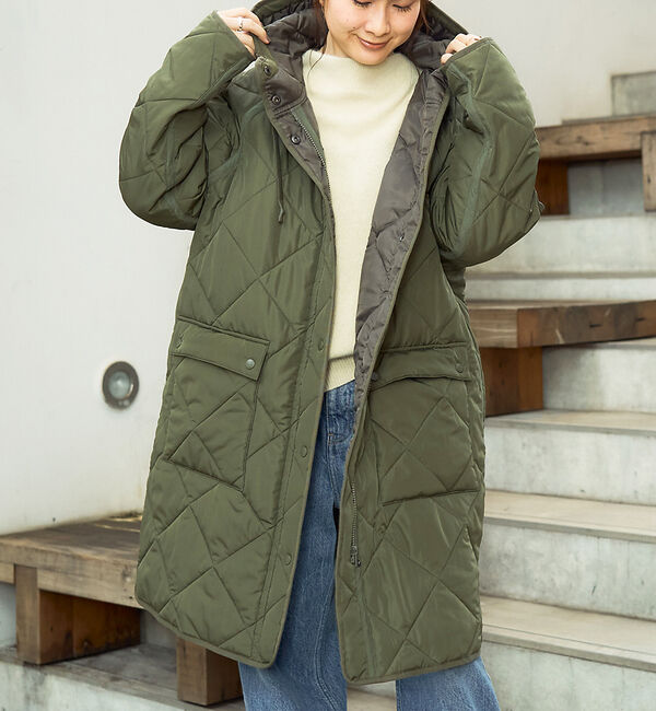 Rouge vif「【一部店舗限定】撥水キルティングフーデットコート」|その他|カーキ