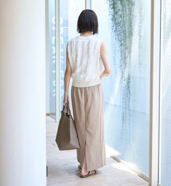 Rouge vif「【接触冷感/UVカット/防しわ】リネンライクストレッチピンタックタイトスカート」|スカート|