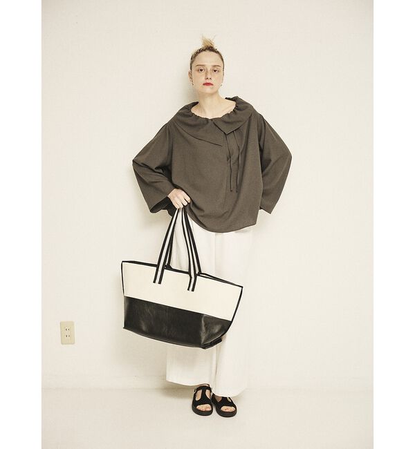 Rouge vif「【CHIMERE/シメール】キャンバス&times;合皮ワイドビックトート」|トートバッグ|