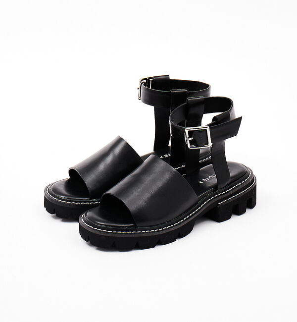 AU BANNISTER「【LAROUTE】ダブルピースアンクルベルトサンダル」|サンダル|ブラック