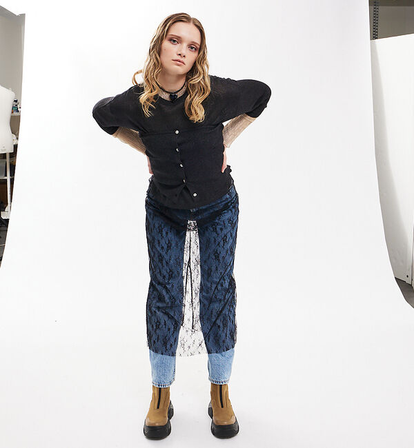 AU BANNISTER「【LAROUTE/軽量】フロントジップ 厚底ブーツ」|ショートブーツ|