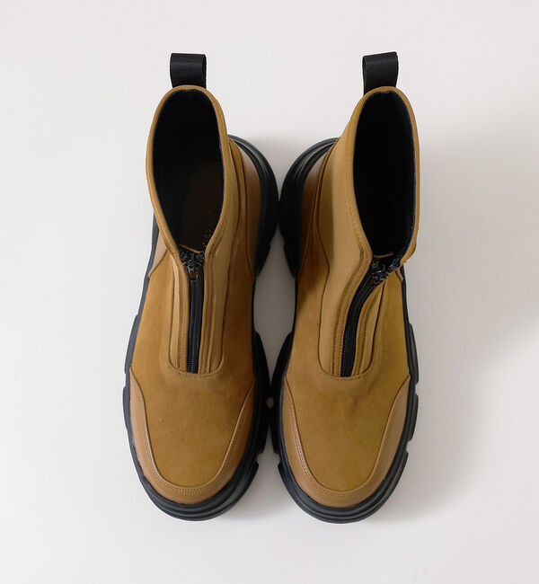 AU BANNISTER「【LAROUTE/軽量】フロントジップ 厚底ブーツ」|ショートブーツ|