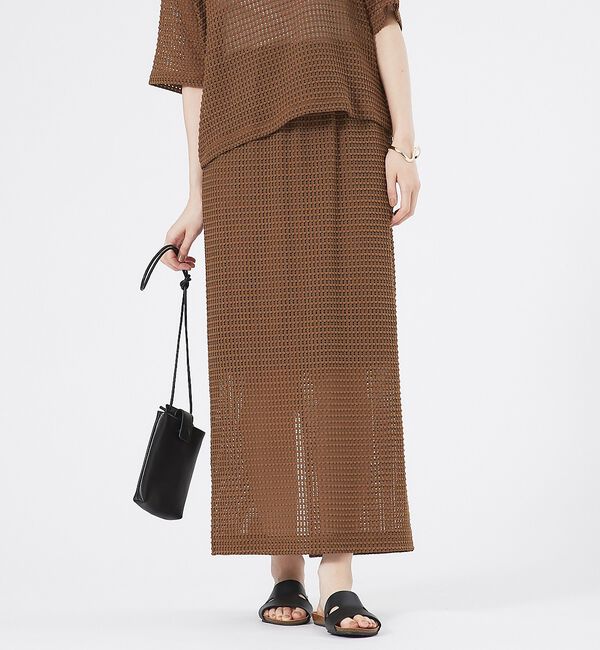 abahouse mavie「メッシュタイトスカート」|スカート|ブラウン