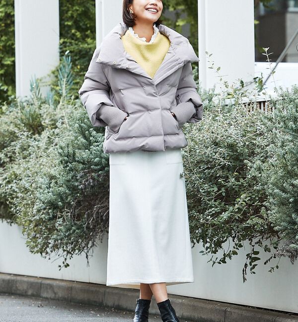 abahouse mavie「フェイク（スエード＆レザー）ロングタイトスカート」|スカート|