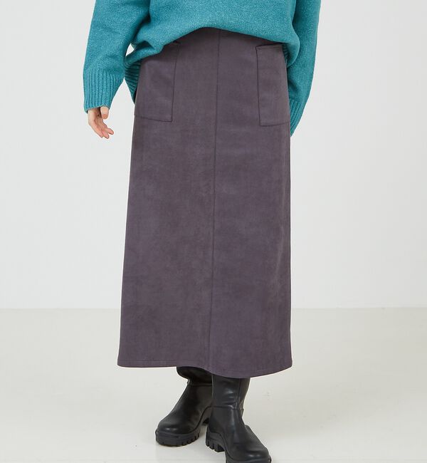 abahouse mavie「フェイク（スエード＆レザー）ロングタイトスカート」|スカート|