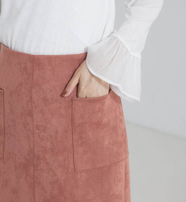 abahouse mavie「フェイク（スエード＆レザー）ロングタイトスカート」|スカート|