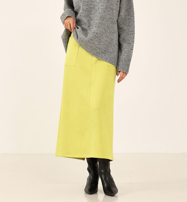 abahouse mavie「フェイク（スエード＆レザー）ロングタイトスカート」|スカート|