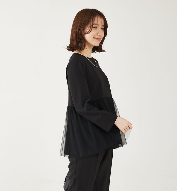abahouse mavie「【エニデイカセット】チュールペプラムブラウス」|シャツ・ブラウス|