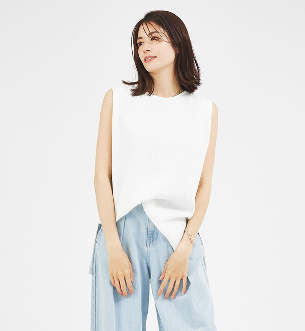 abahouse mavie「【セットアップ対応】楊柳バックジップノースリプルオーバー」|シャツ・ブラウス|