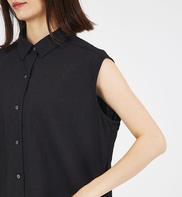 abahouse mavie「【セットアップ対応】レーヨンリネンノースリーブシャツ」|シャツ・ブラウス|