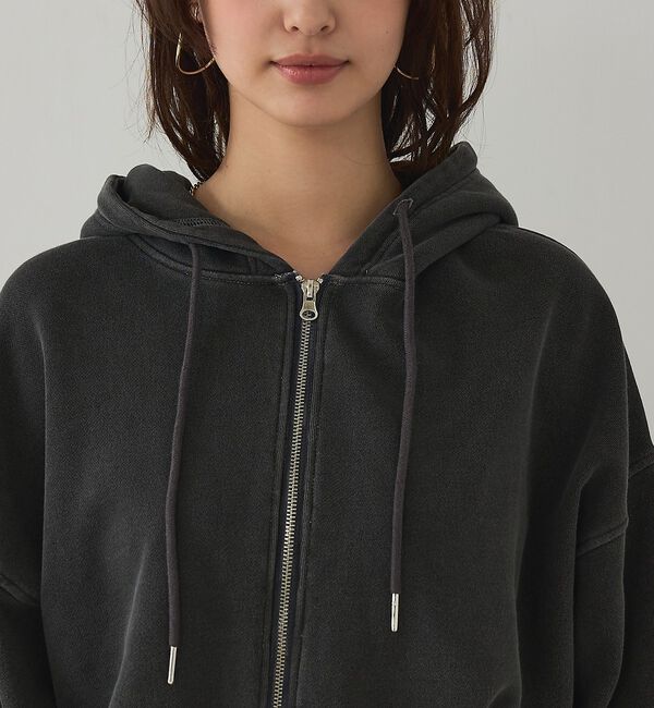abahouse mavie「【裏毛】ピグメントショートジップパーカー/ヴィンテージ風/長袖/スウェット/春服」|パーカー|