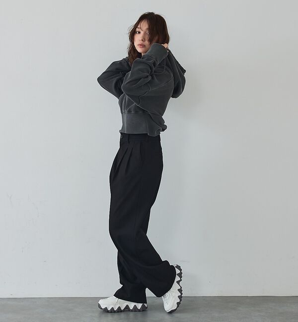 abahouse mavie「【裏毛】ピグメントショートジップパーカー/ヴィンテージ風/長袖/スウェット/春服」|パーカー|