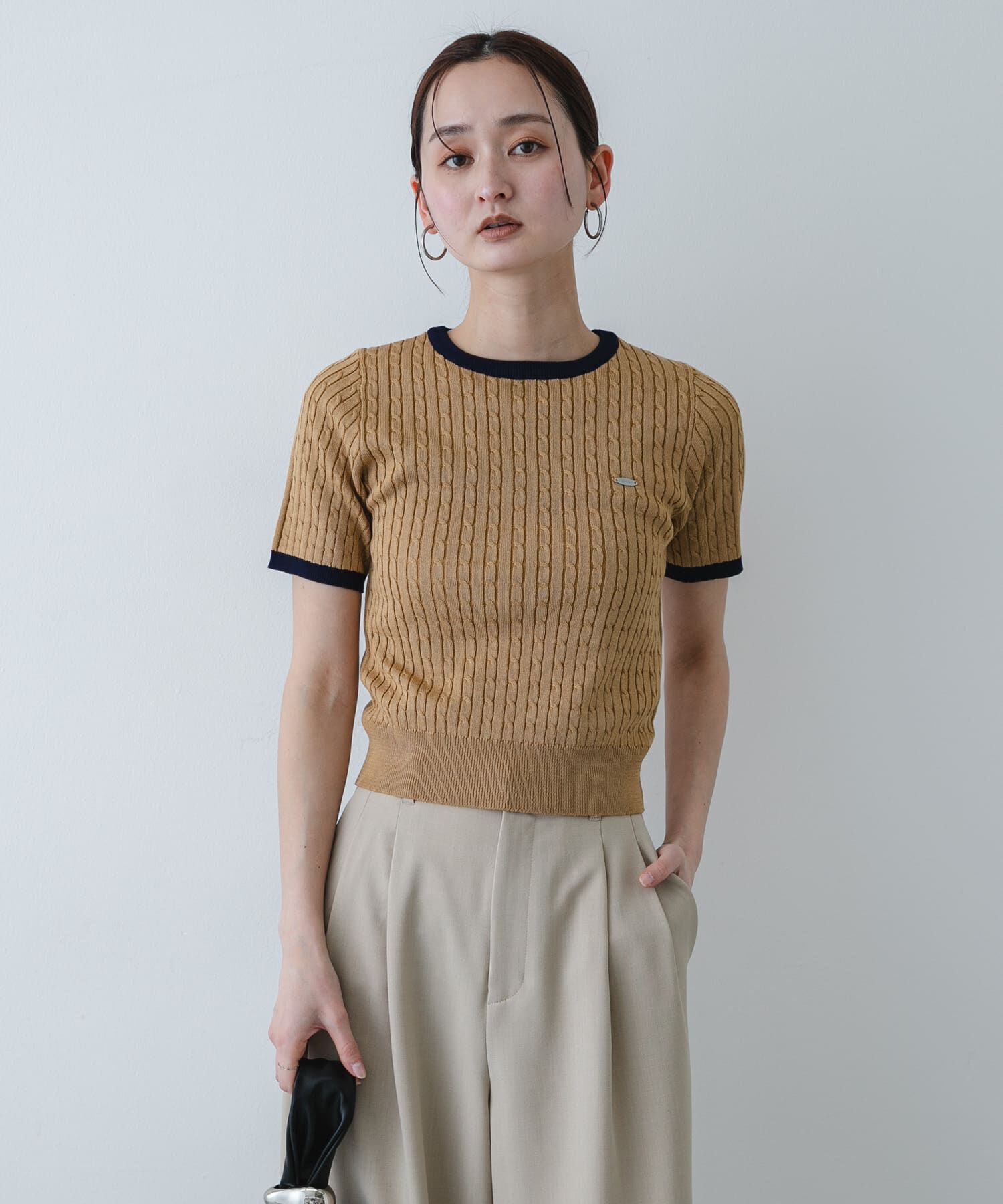 SENSE OF PLACE by URBAN RESEARCH「『洗濯可』バイカラーケーブルセーター」|ニット・セーター|