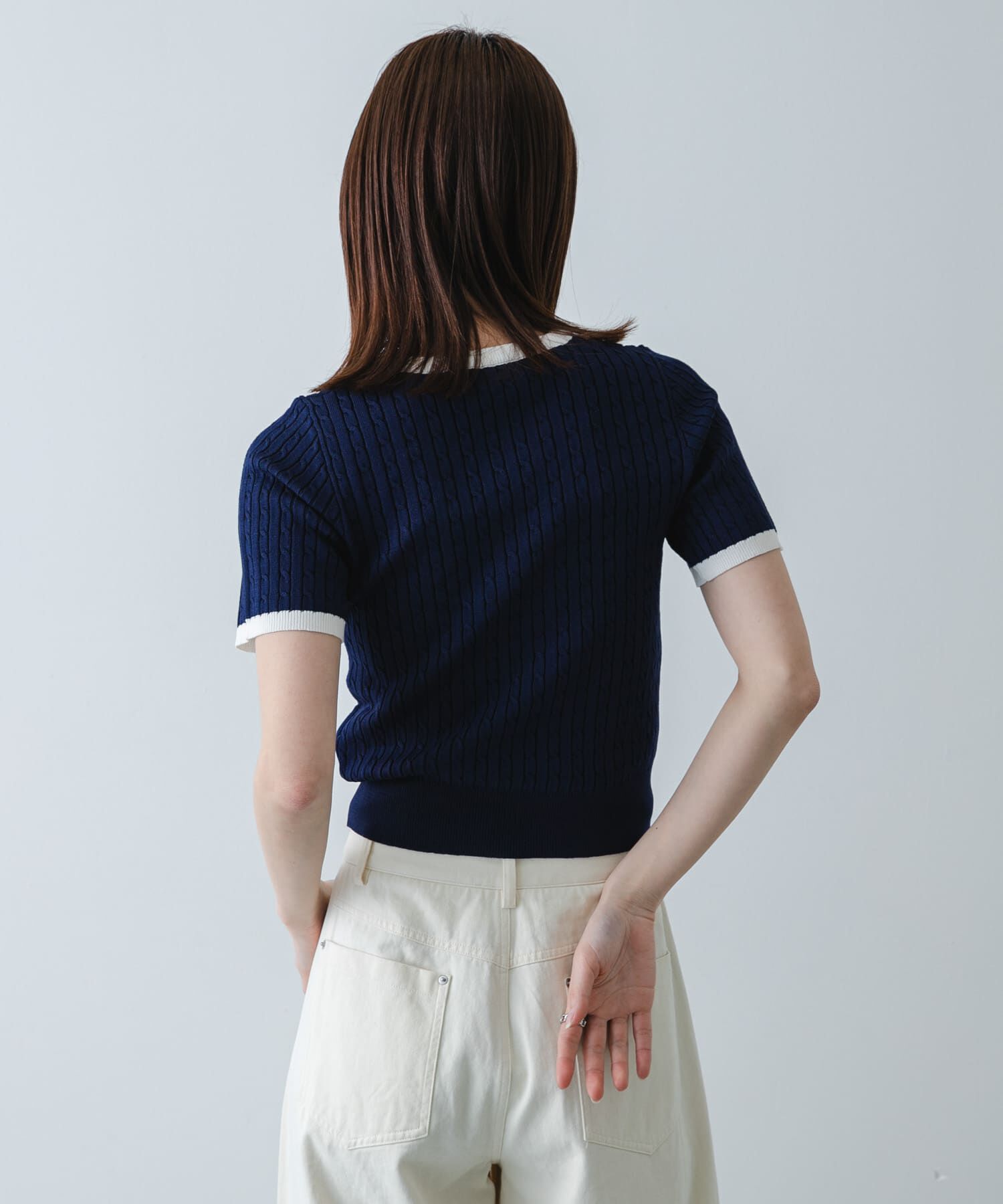 SENSE OF PLACE by URBAN RESEARCH「『洗濯可』バイカラーケーブルセーター」|ニット・セーター|