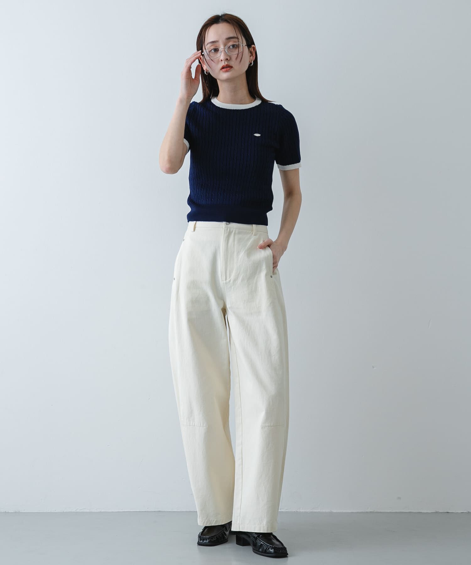 SENSE OF PLACE by URBAN RESEARCH「『洗濯可』バイカラーケーブルセーター」|ニット・セーター|