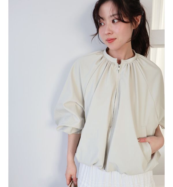  「《WEB限定アイテム》バルーンデザインノーカラーブルゾン」|ブルゾン・スタジャン|