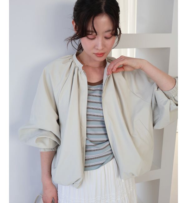  「《WEB限定アイテム》バルーンデザインノーカラーブルゾン」|ブルゾン・スタジャン|