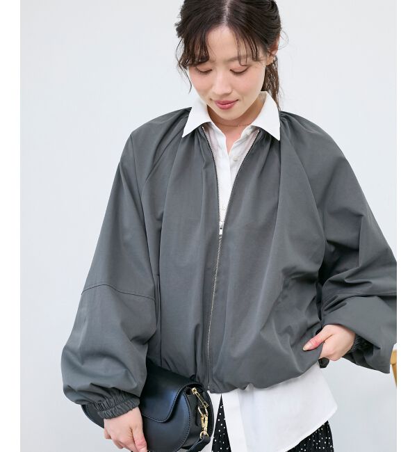  「《WEB限定アイテム》バルーンデザインノーカラーブルゾン」|ブルゾン・スタジャン|
