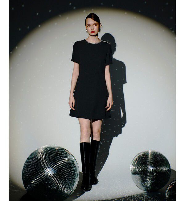 LOULOU WILLOUGHBY「【LOULOU WILLOUGHBY】ビジューミニワンピース」|ワンピース|ブラック