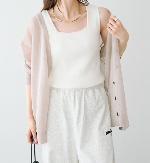  「【リバイバル/Du noir】リネンタッチスクエアタンク」|タンクトップ|