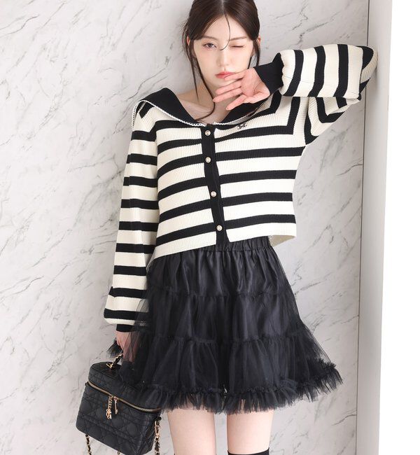  「チュールティアードミ二スカート」|スカート|