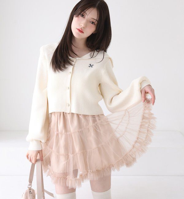  「チュールティアードミ二スカート」|スカート|
