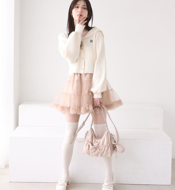  「ミニバッグチャーム付きドロストリボンバッグ」|ショルダー・メッセンジャー|